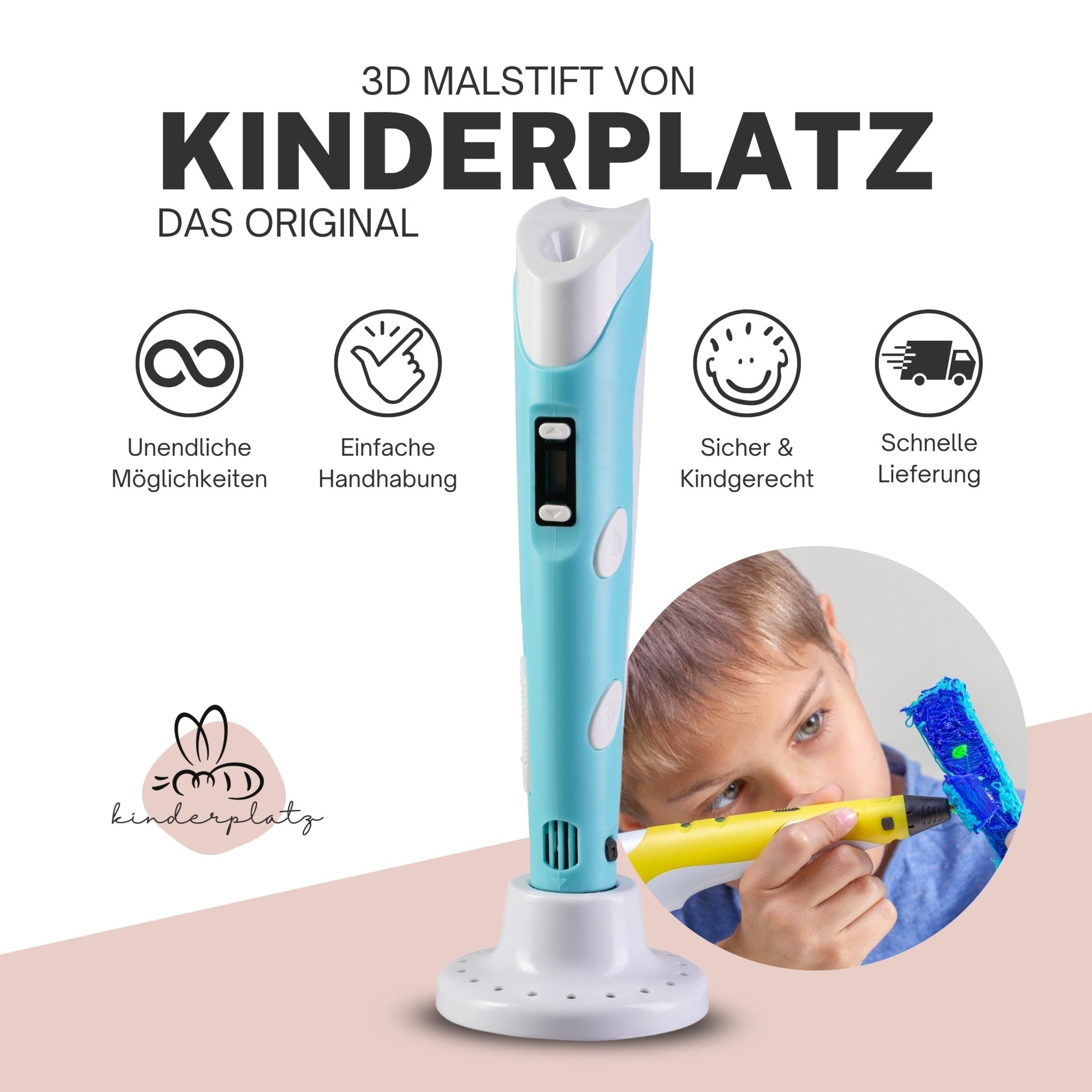 Kreativer 3D - Stift - Ideal für Kinder & Erwachsene - Einfache Handhabung - KinderPlatz